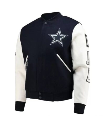 navy white nfl dallas cowboys varsity jacket