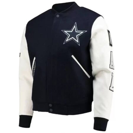 navy white nfl dallas cowboys varsity jacket