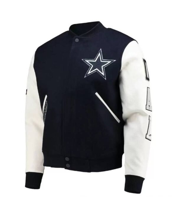 navy white nfl dallas cowboys varsity jacket