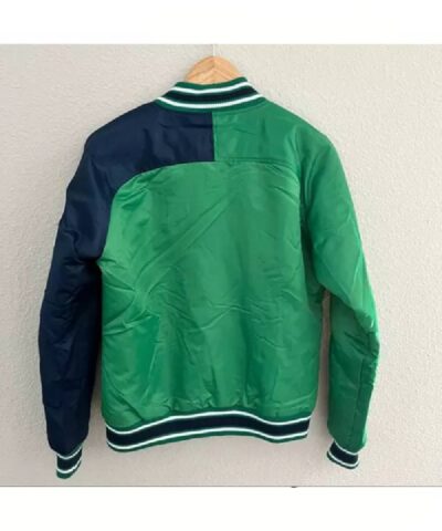 nba dallas mavericks green and navy blue satin jacket 1