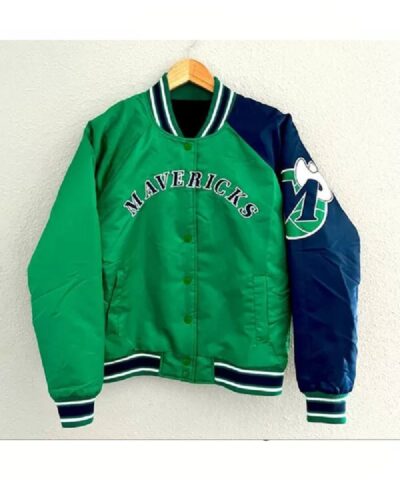 nba dallas mavericks green and navy blue satin jacket