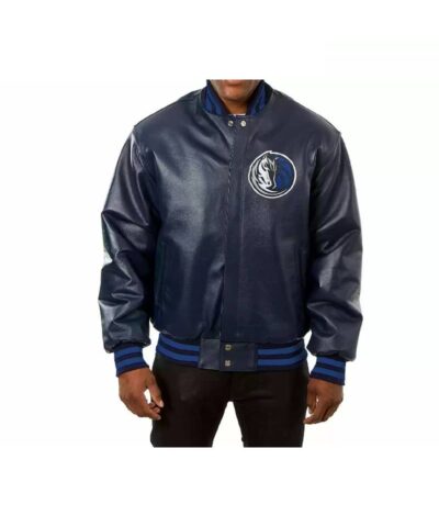 nba dallas mavericks jeff hamilton blue leather jacket 1