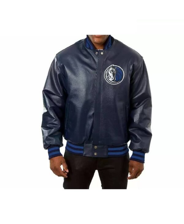 nba dallas mavericks jeff hamilton blue leather jacket 1