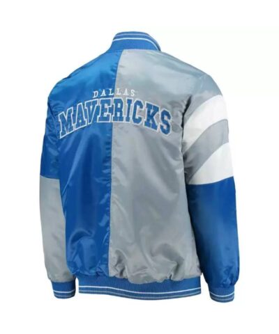 nba dallas mavericks starter gray and blue satin jacket 1