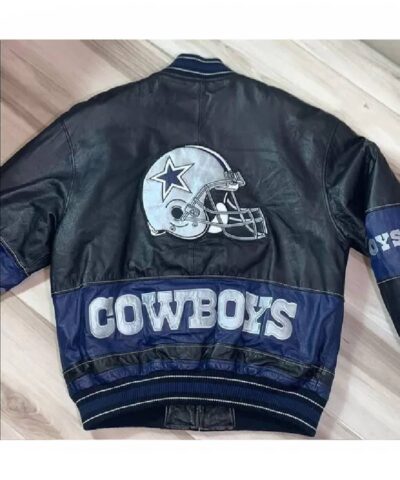 nfl dallas cowboys black and blue leather jacket 1