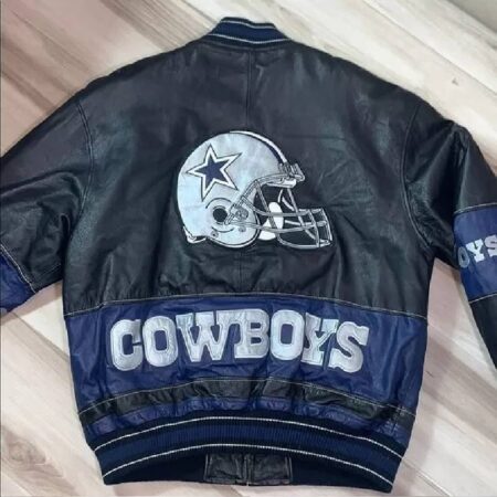 nfl dallas cowboys black and blue leather jacket 1