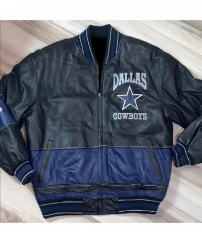 nfl dallas cowboys black and blue leather jacket
