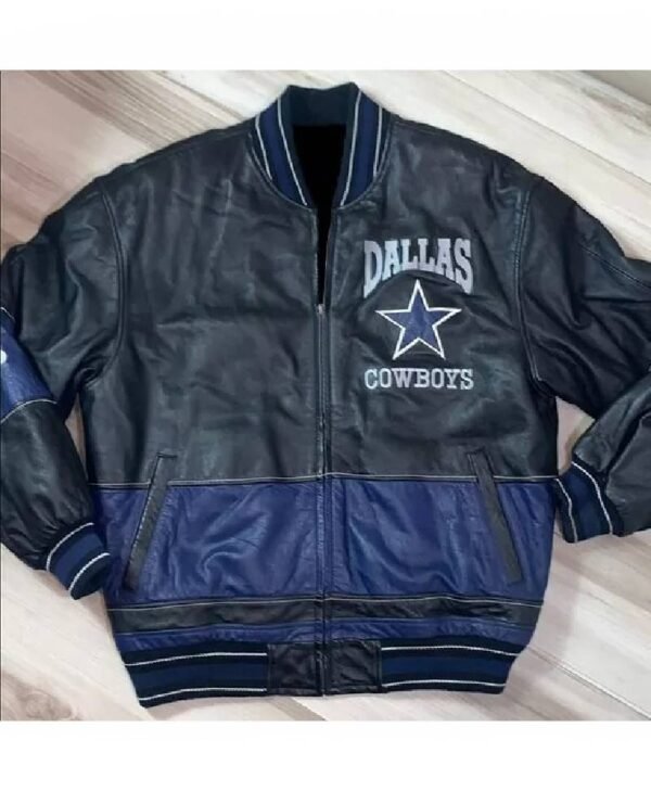 nfl dallas cowboys black and blue leather jacket