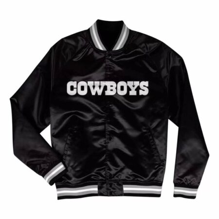 nfl dallas cowboys black satin jacket