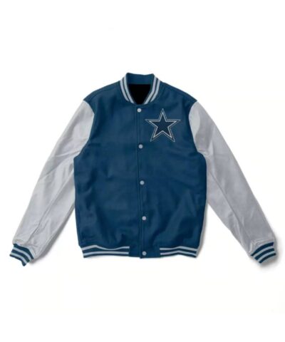 nfl dallas cowboys blue and gray varsity jacket scaled 1
