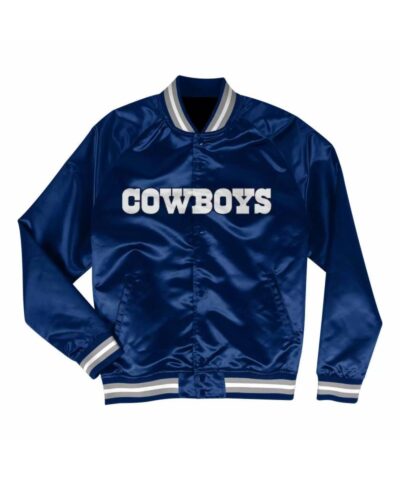 nfl dallas cowboys blue satin jacket