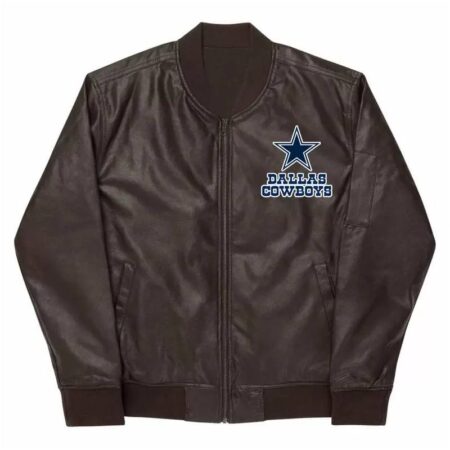 nfl dallas cowboys brown leather varsity jacket