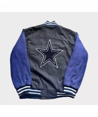 nfl dallas cowboys gray and blue wool jacket 1