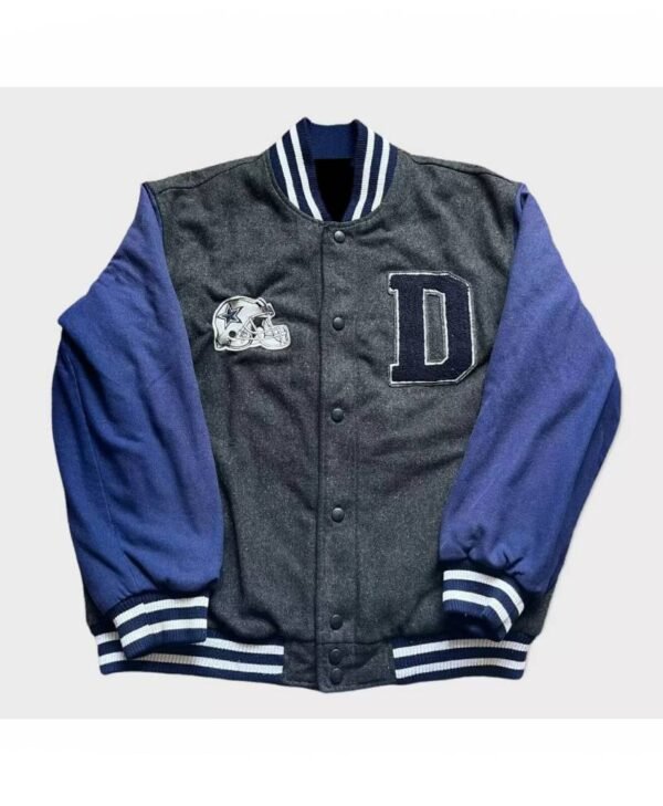 nfl dallas cowboys gray and blue wool jacket
