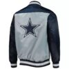 nfl dallas cowboys gray and navy satin jacket 1
