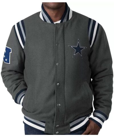 nfl dallas cowboys gray wool jacket