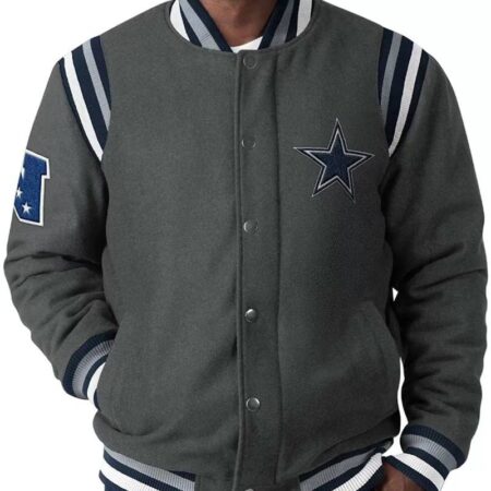 nfl dallas cowboys gray wool jacket