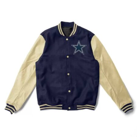 nfl dallas cowboys navy and cream varsity jacket scaled 1