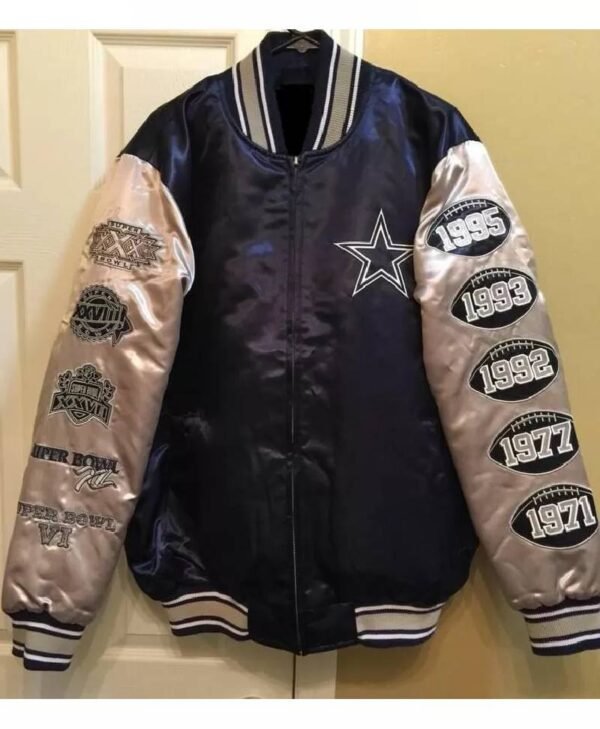 nfl dallas cowboys super bowl champions satin jacket