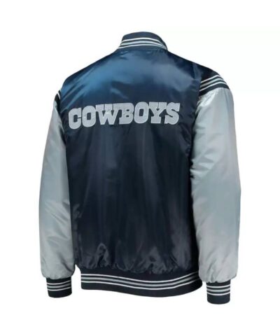 nfl navy and silver dallas cowboys satin jacket 1