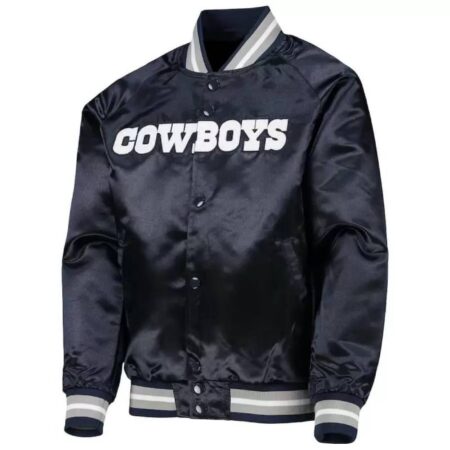 nfl navy blue dallas cowboys satin jacket