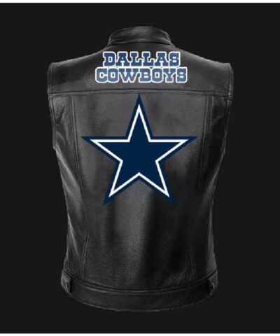 nfl team dallas cowboys black leather vest 1