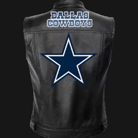 nfl team dallas cowboys black leather vest 1