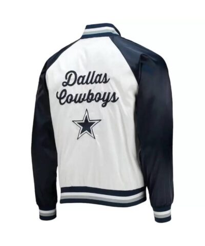 nfl white and navy blue dallas cowboys satin jacket 1