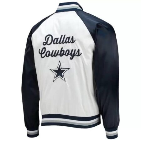 nfl white and navy blue dallas cowboys satin jacket 1