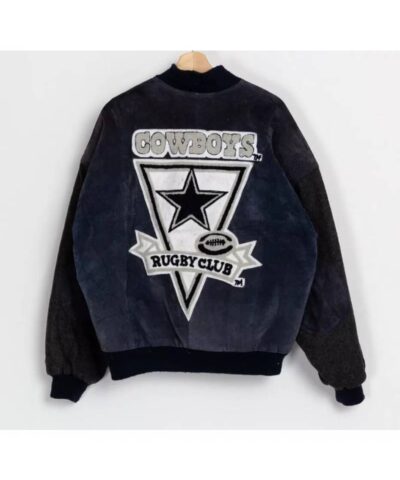vintage dallas cowboys rugby club suede leather jacket 1