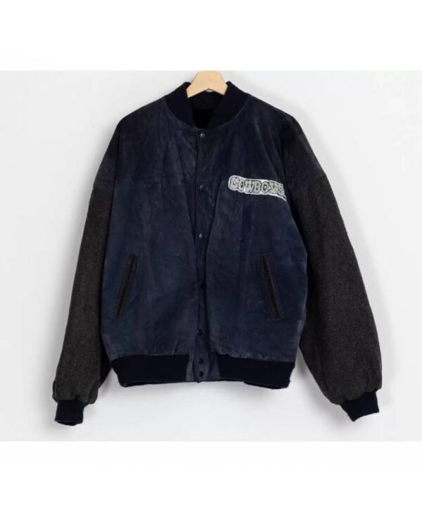 vintage dallas cowboys rugby club suede leather jacket