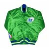 vintage green dallas mavericks spellout satin jacket