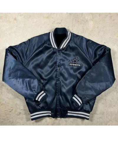 vintage nfl team dallas cowboys navy satin jacket