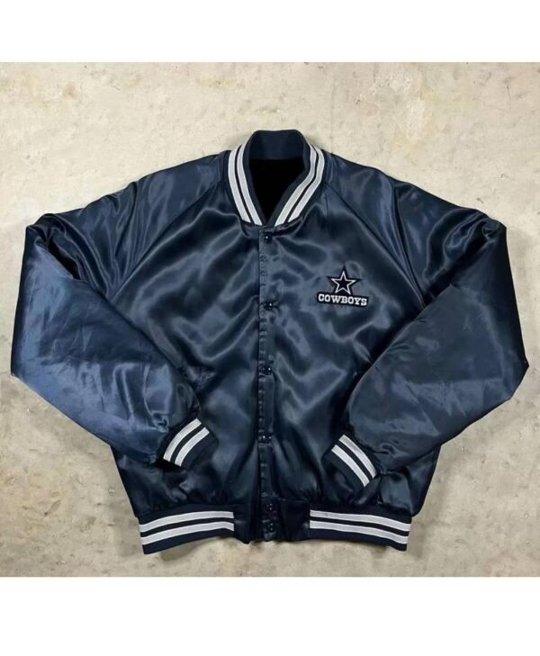 vintage nfl team dallas cowboys navy satin jacket