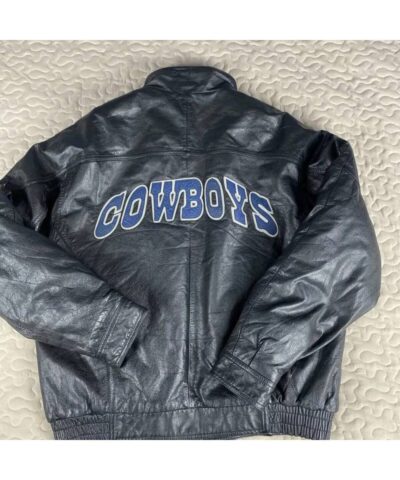 vtg nfl team dallas cowboys black leather jacket 1
