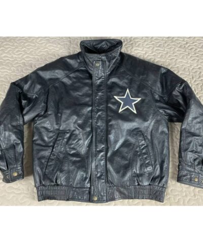 vtg nfl team dallas cowboys black leather jacket