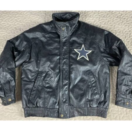 vtg nfl team dallas cowboys black leather jacket