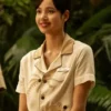 The White Lotus S03 Lalisa Manobal White Monkey Print Shirt