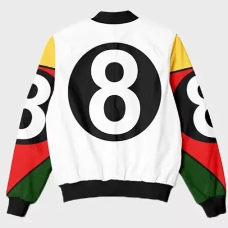 8 Ball 90s Style White Bomber Jacket On Sale