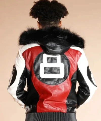 8 Ball Logo Fur Hooded Parka Leather Jacket 510x638