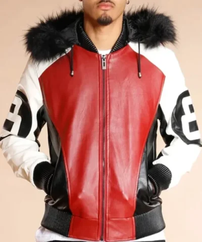 8 Ball Logo Fur Hooded Parka Leather Jacket On Sale 510x638