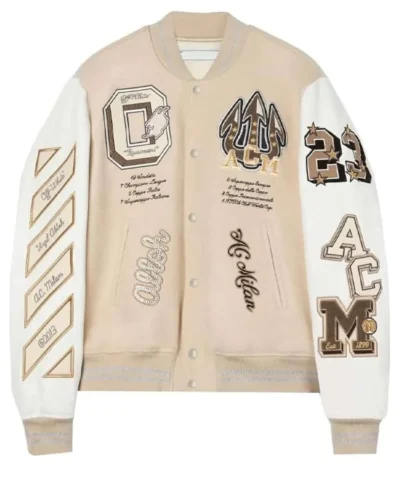 AC Milan Off White Varsity Jacket