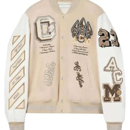AC Milan Off White Varsity Jacket