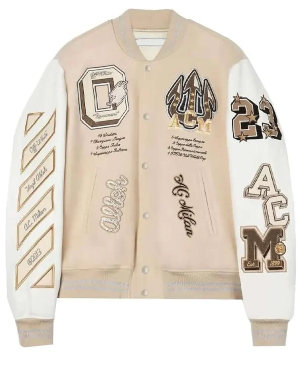 AC Milan Off White Varsity Jacket