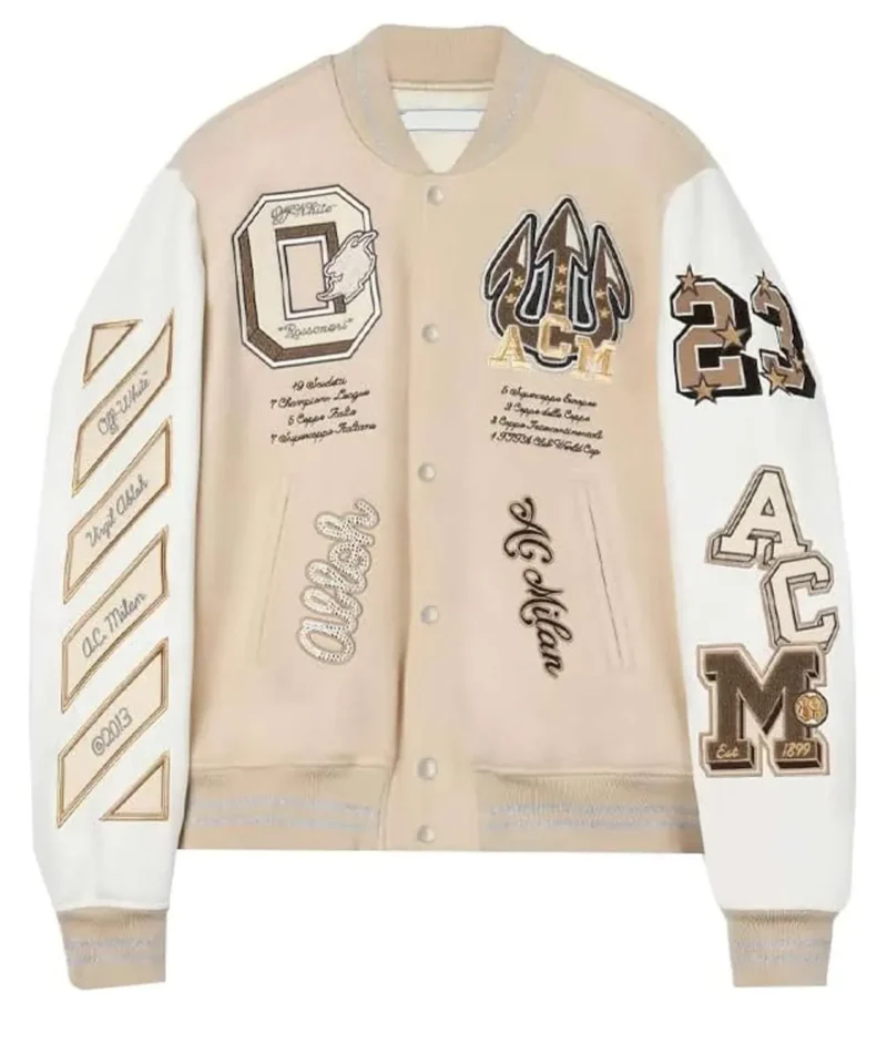AC Milan Off White Varsity Jacket