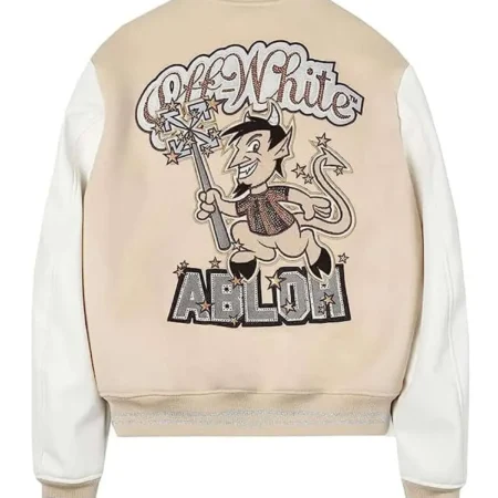 AC Milan Off White Varsity Jacket Back