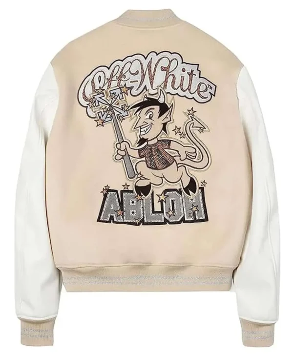 AC Milan Off White Varsity Jacket Back
