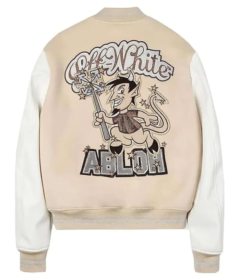 AC Milan Off White Varsity Jacket Back