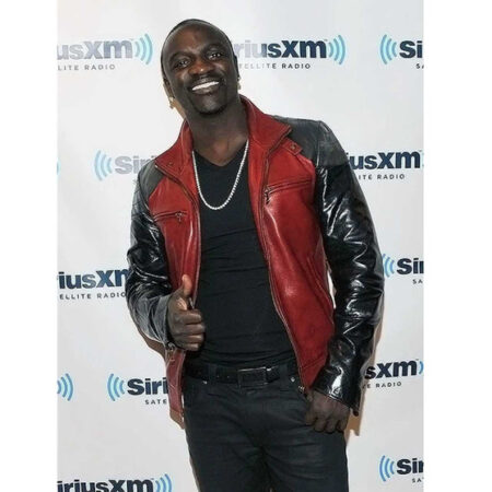 Akon Black and Red Leather Jacket 47914