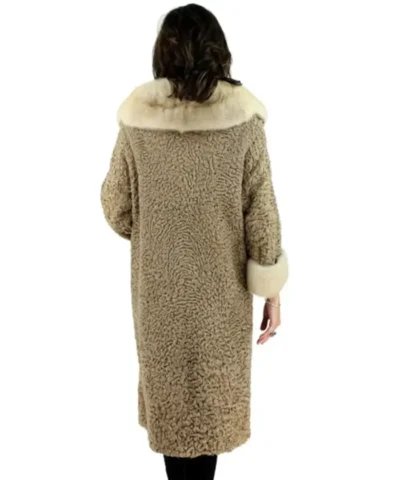 Astrakhan Persian Karakul Lamb Fur Coat With Real Cream Mink Fur Collar For Womens.webp
